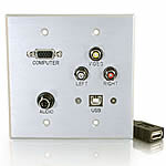 Double Gang HD15 + 3.5mm + RCA A/V + USB Wall Plate 